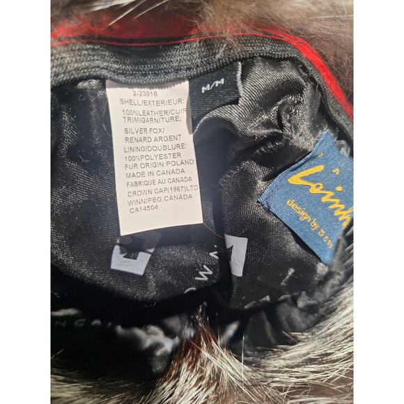Paul Leinburd Crown Cap Silver Fox Fur Trim Leather Hat M/M Made In Canada main image 6